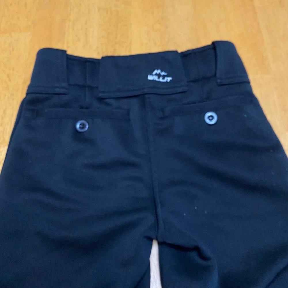 Willit Baseball Pants Kids‎ Size S Black Elastic Hem Padded Knees